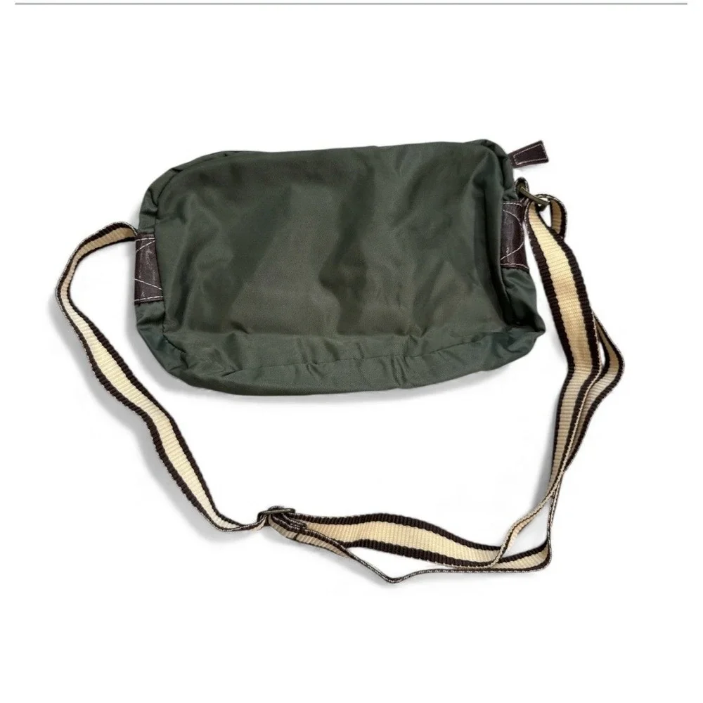 VTG Y2K Crossbody Olive green And Brown Nylon And Leather Look‎ Cream & Brown